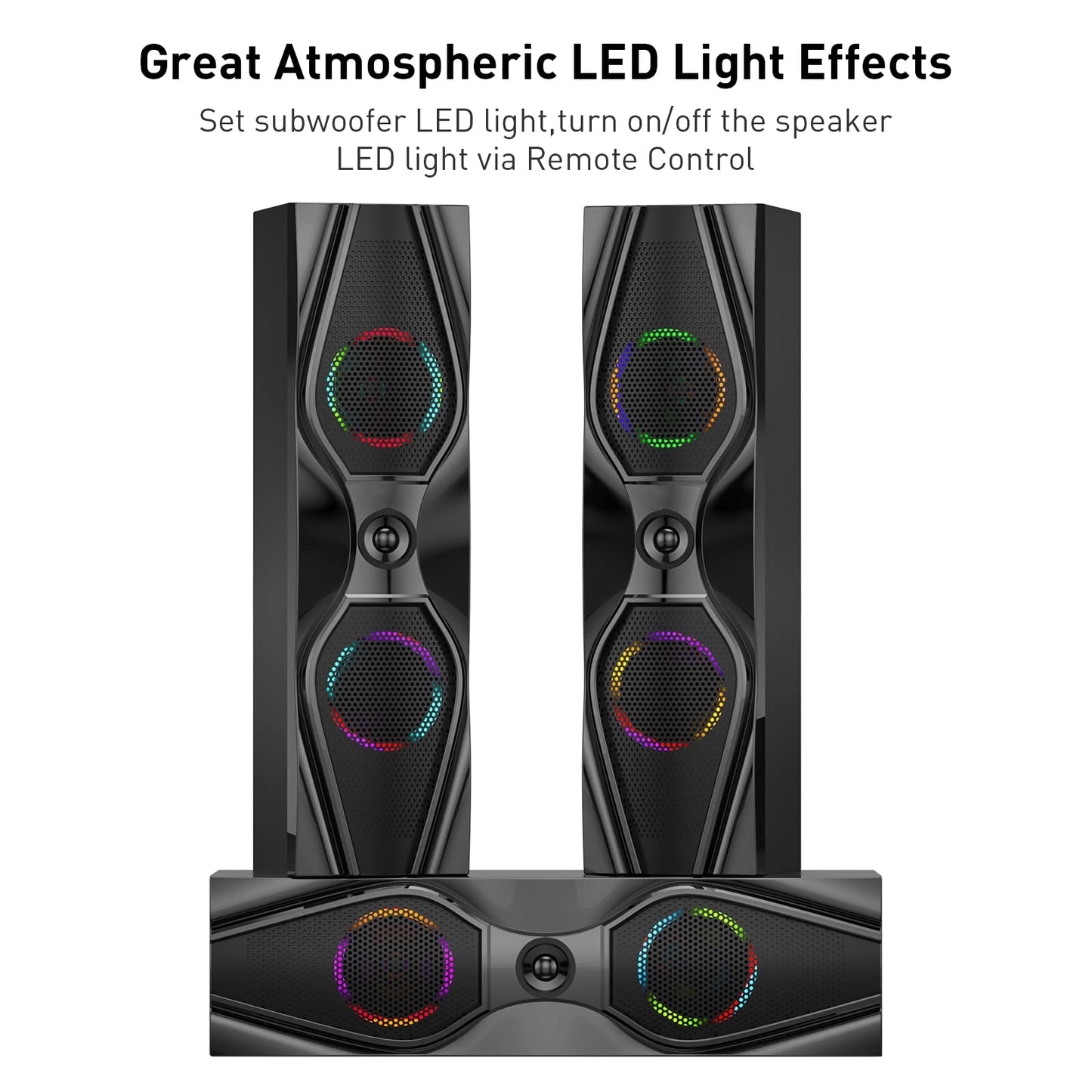 Home Theater Systems Surround Sound Speakers - 1200 Watts 10 inch Subwoofer 5.1/2.1 Channel Audio Stereo System with HDMI ARC Optical Bluetooth Input for 4K TV Ultra HD AV DVD FM Radio USB