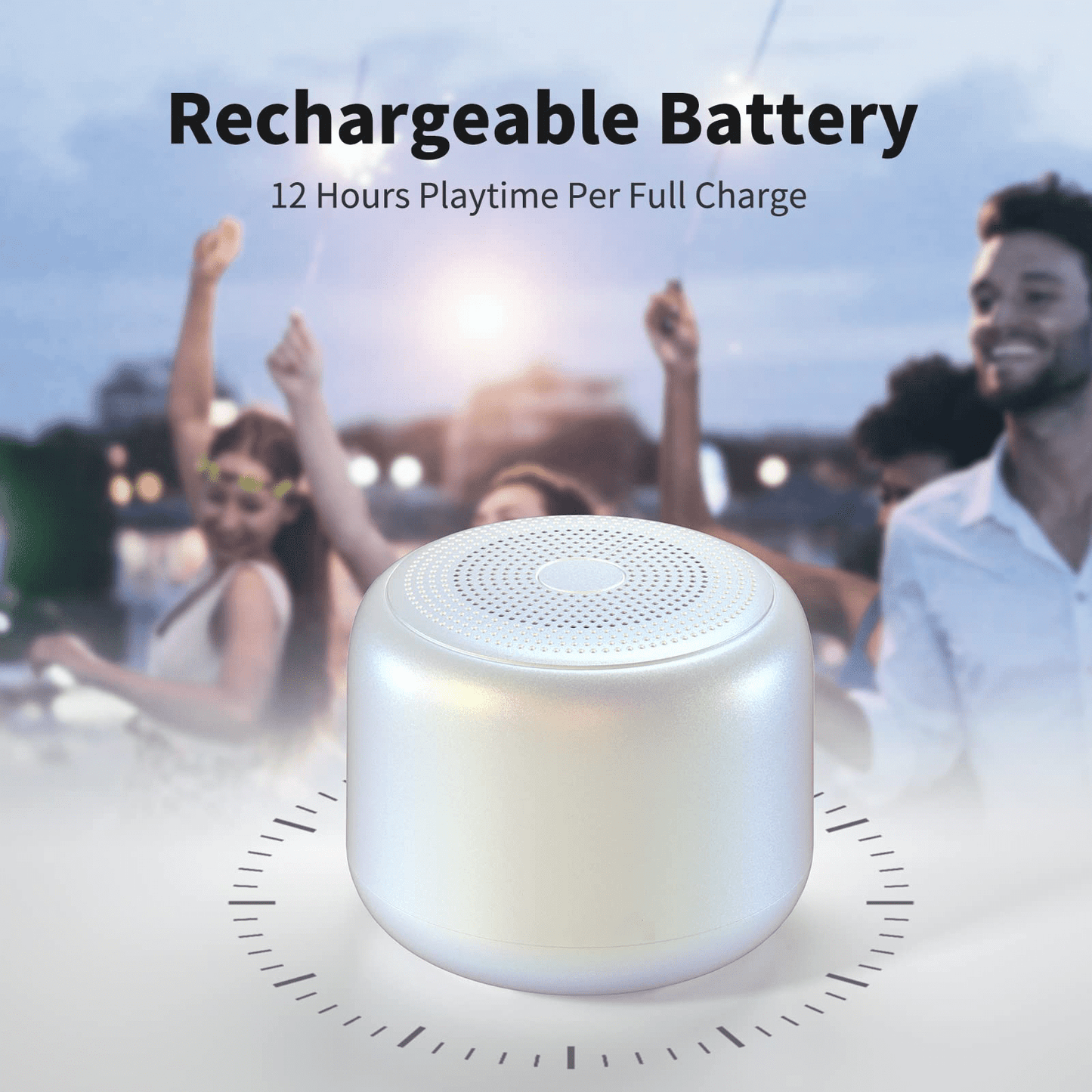 Bluetooth Portable Speaker, Waterproof, 15 Hours Playtime, 5W Stereo Sound, Rechargeable Battery, Built-In Microphone, Mini Speaker with Strap, Easy to Carry