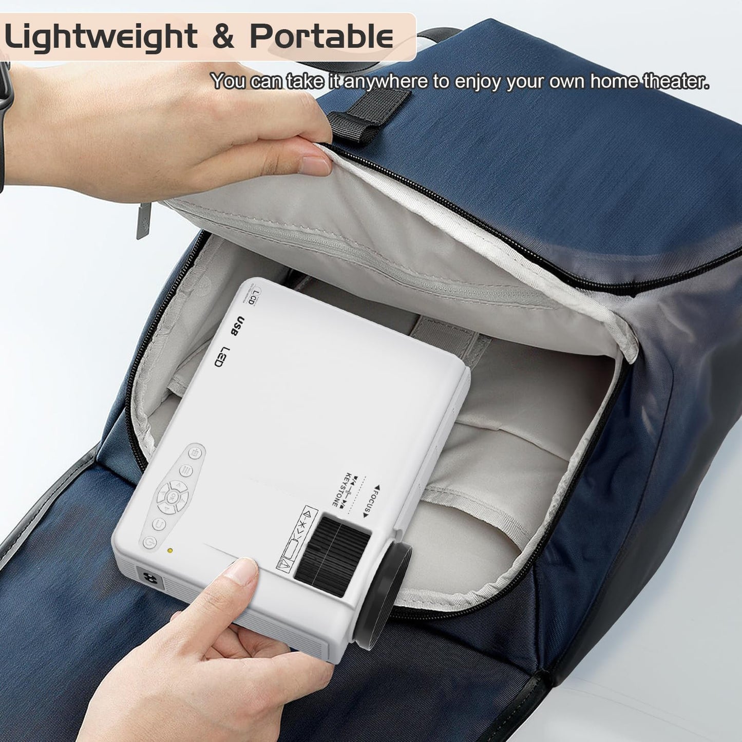 Updated Mini Projector with Bluetooth and Projector Screen, Full HD 1080P Portable Video Projector, Home Theater Movie Projector Compatible with HDMI,USB,AV,Laptop,Smartphone