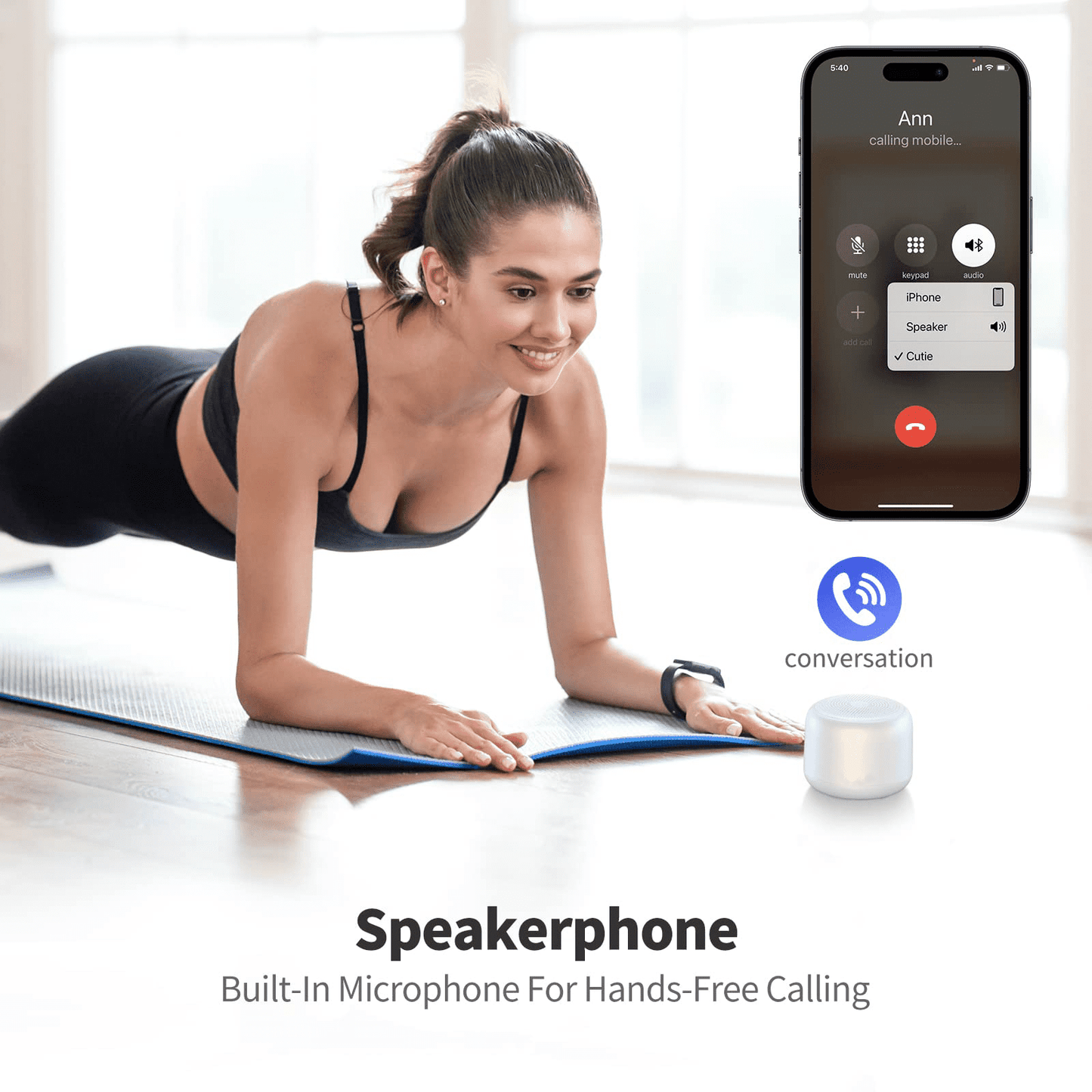 Bluetooth Portable Speaker, Waterproof, 15 Hours Playtime, 5W Stereo Sound, Rechargeable Battery, Built-In Microphone, Mini Speaker with Strap, Easy to Carry
