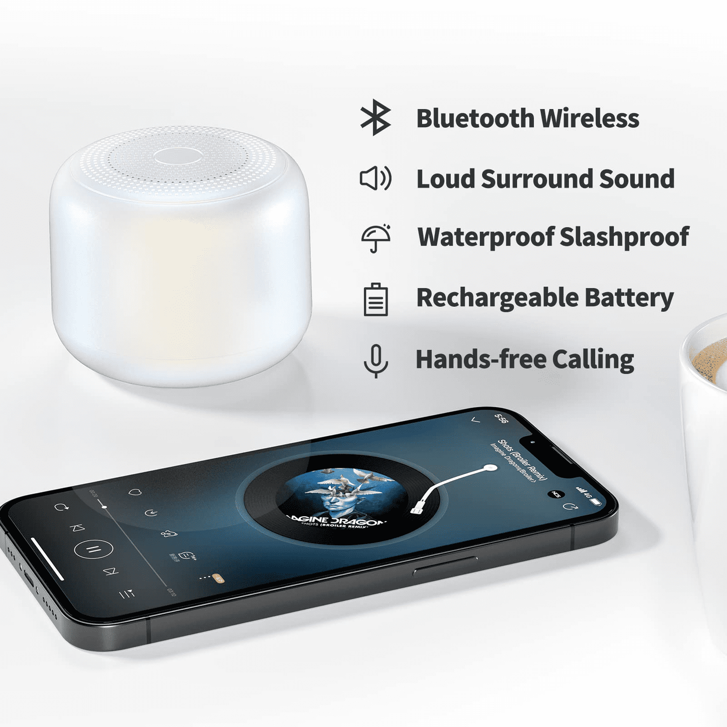 Bluetooth Portable Speaker, Waterproof, 15 Hours Playtime, 5W Stereo Sound, Rechargeable Battery, Built-In Microphone, Mini Speaker with Strap, Easy to Carry