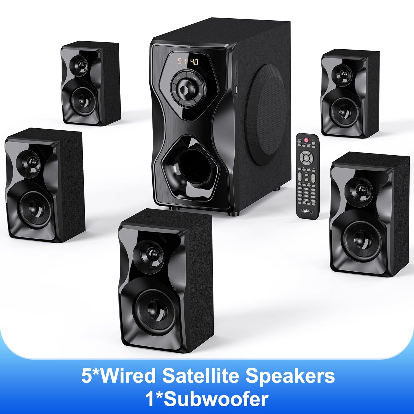 Surround Sound Speakers Home Theater Systems - 700 Watts Peak Power 5.1/2.1Wired Stereo Speaker System 5.25" Subwoofer Strong Bass with Bluetooth HDMI ARC Optical Input